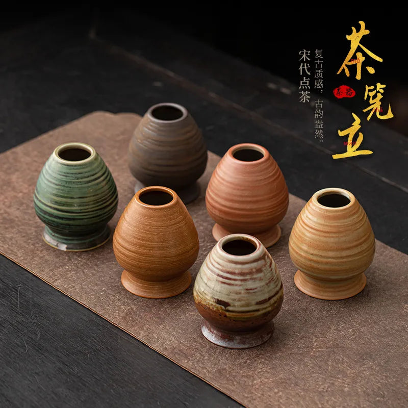 Japanese Kiln Change Spiral Matcha Tea Chasen Holder Stand Bowl Bamboo Whisk Grinder Teaware Tools Holder Tea Accessories Teaset
