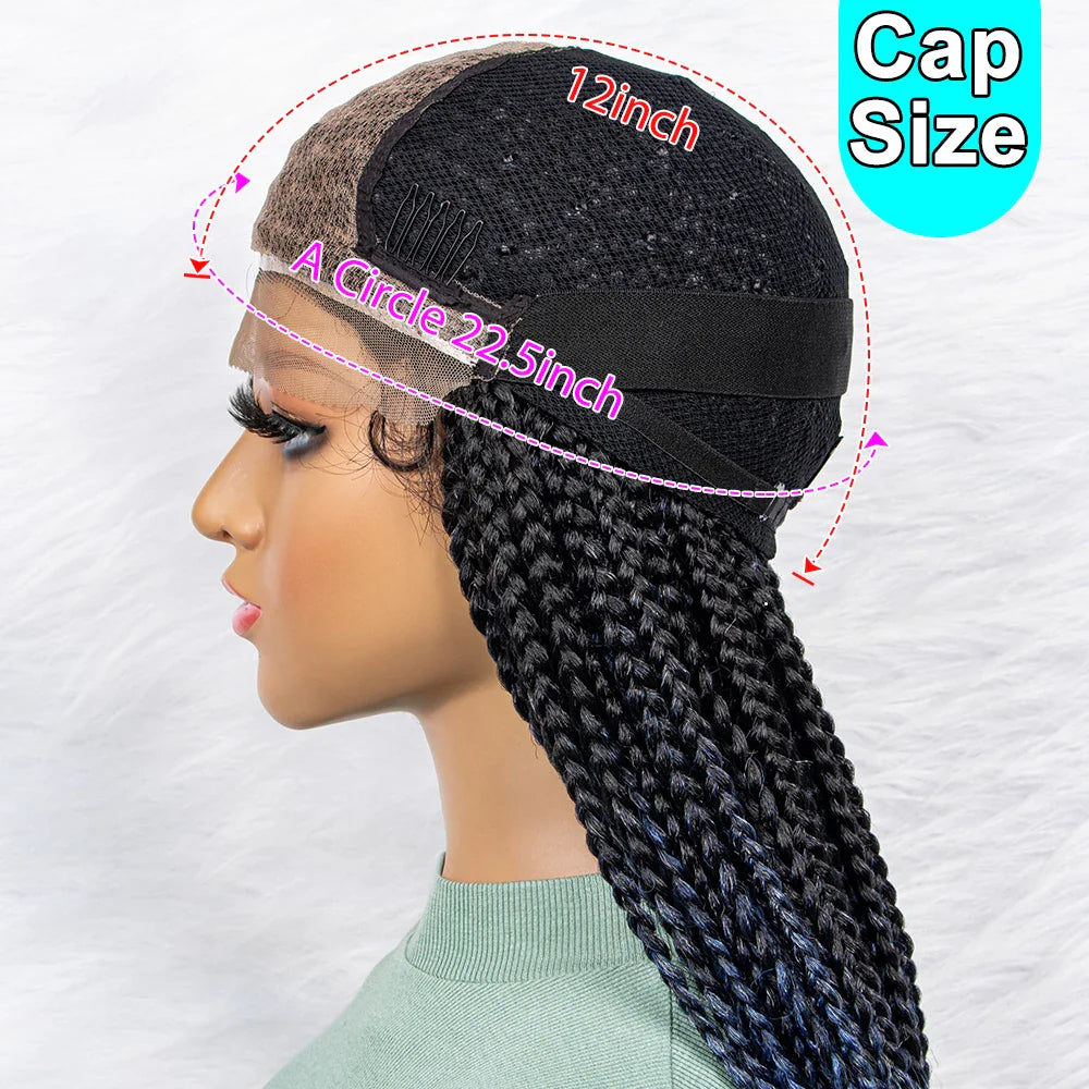 Gradient Water Wave Knotless Box Braids Wig | 9x6 Lace Front | Baby Hair