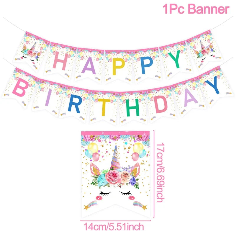 Rainbow Unicorn PE Tablecloth Happy Unicorn Theme Birthday Party Decorations Kids Favors Table Cover Girls Baby Shower Supplies