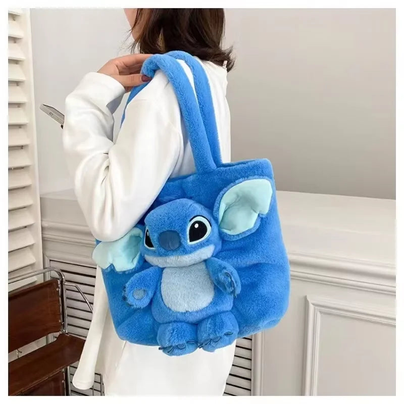 New Cartoon Plush Doll Shoulder Bag | Sweet and Cute Stitch Strawberry Bear Soft Cute Girls Handbag