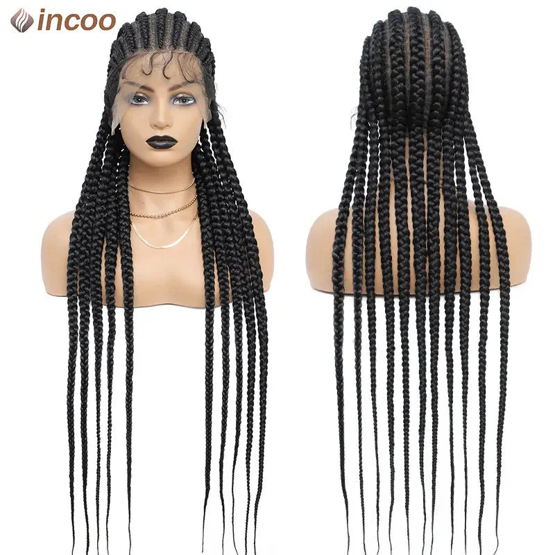 36" Twist Braids Lace Front Wig | Cornrow & Dutch Braids | Baby Hair | Synthetic Full Lace Wig