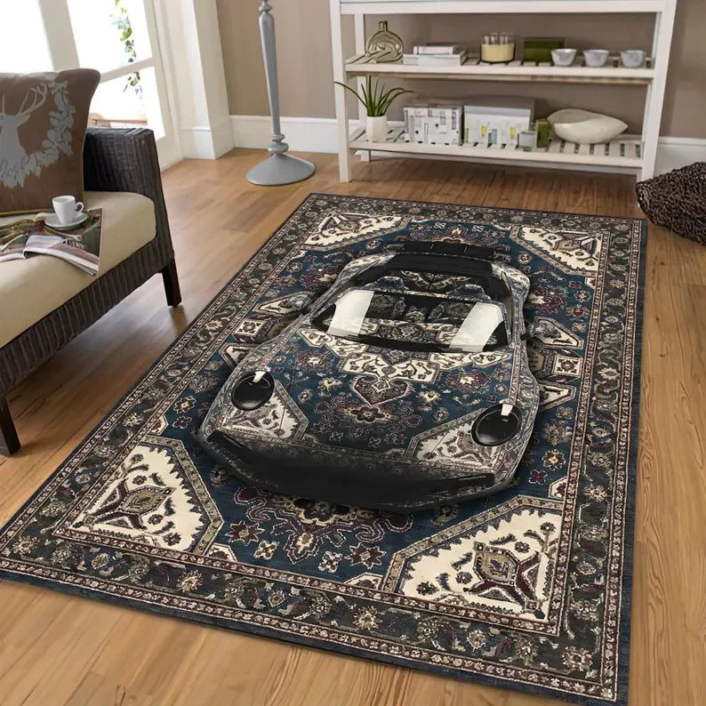 3D Optical Illusion Persian Style Carpet Mat Rug Car Embedded Pattern Home Decoration Floor Rugs for Living Room Bedroom Hallway
