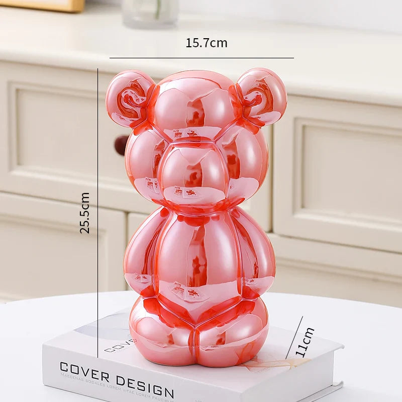 Ceramic Little Fat Bear  Sculpture Home Decor room Decoration Accessories Office Nordic Animal Decorative Sculptures  Figurines