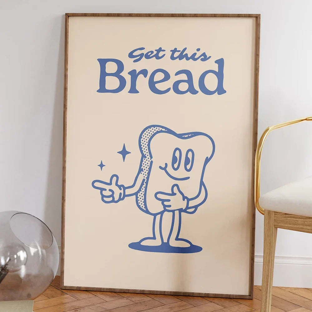 Music Groovy Record Player Get This Bread Drink Water Self Care Quotes Wall Art Canvas Painting Posters Living Room Home Decor