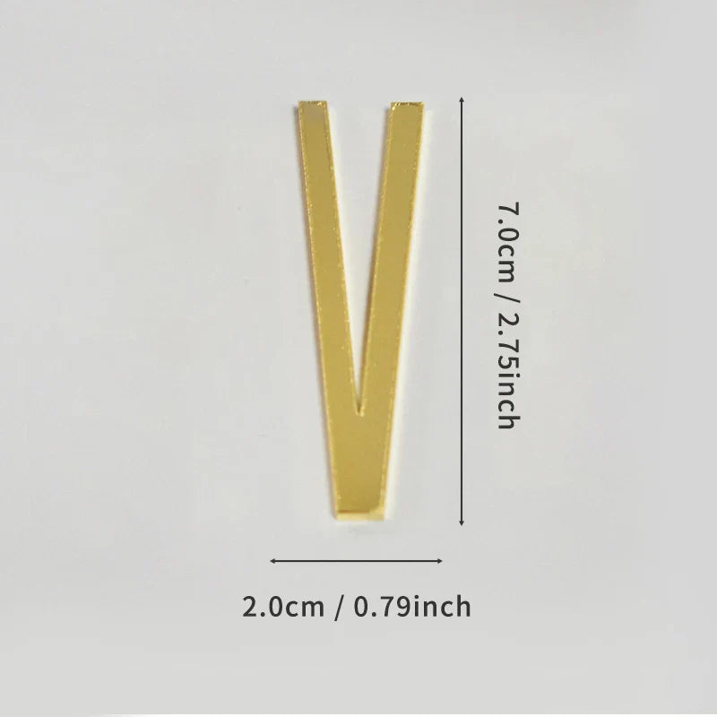 Golden Self Adhesive House Number Metal English Alphabet Letters for Apartment Room Door Plate Table Mailbox Number Stickers 7cm