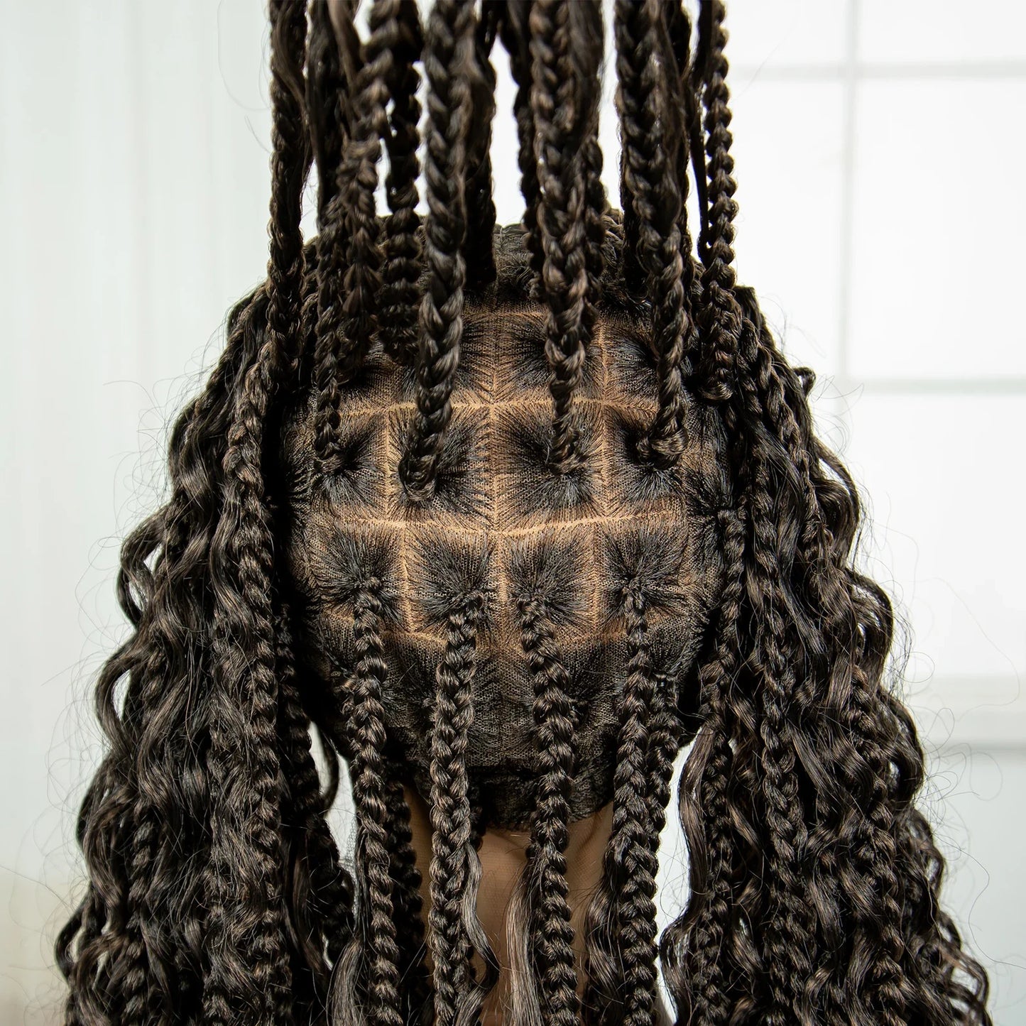 Ombre Knotless Braids Wig | Curly Ends | Full Lace | Baby Hair | Handmade