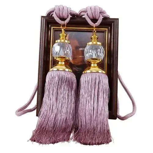 1Pair Tassel Curtain Tieback Crystal Bead Hanging Ball Tie Room Accessories Holder Buckle Rope Bandage Holdback Window Shade