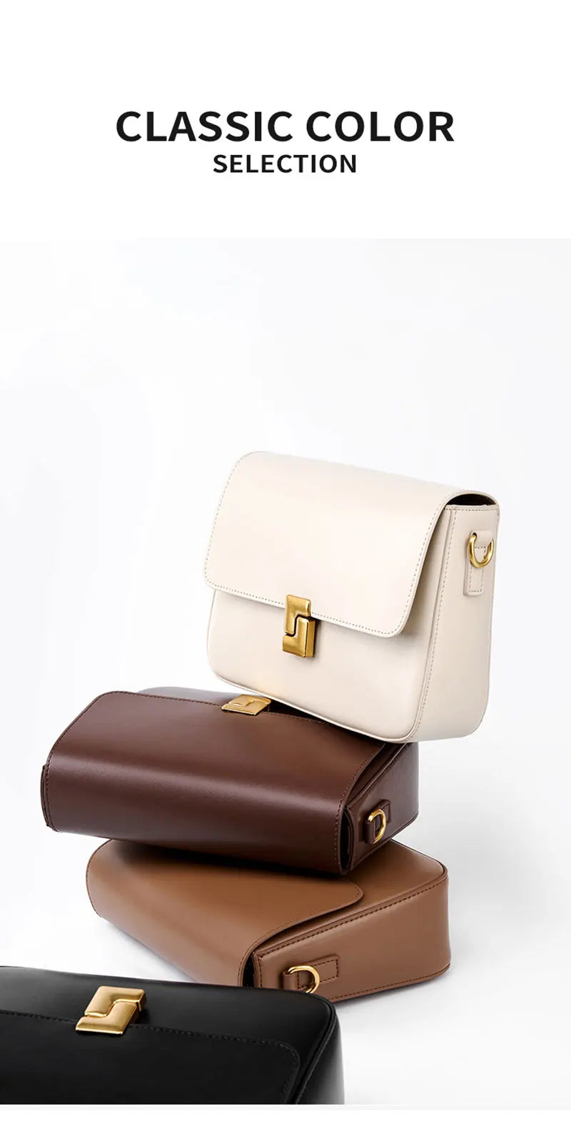 New Fashion Women's Genuine Leather Small Square Bag | Versatile Commuting Crossbody Shoulder Handbag
