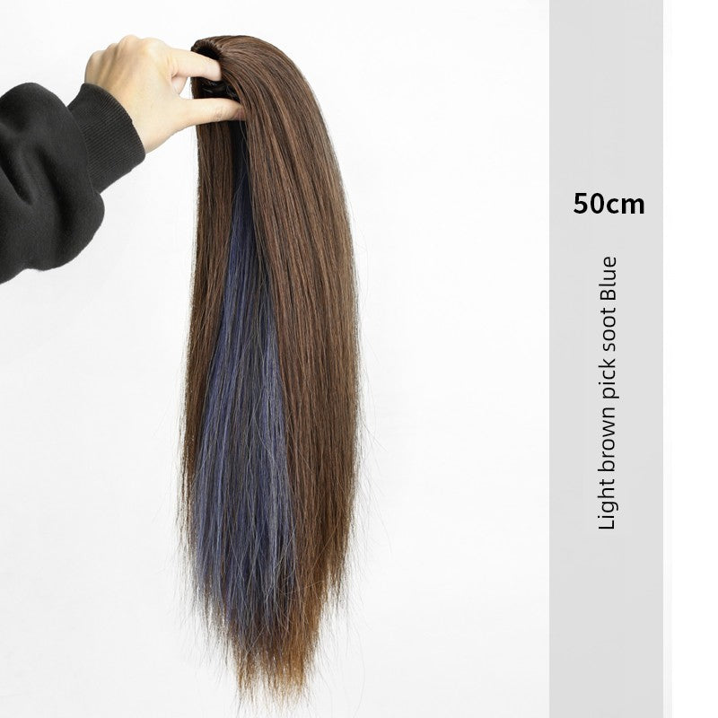 Seamless Red High Ponytail Braid | Mid-Length Synthetic Hair Extension