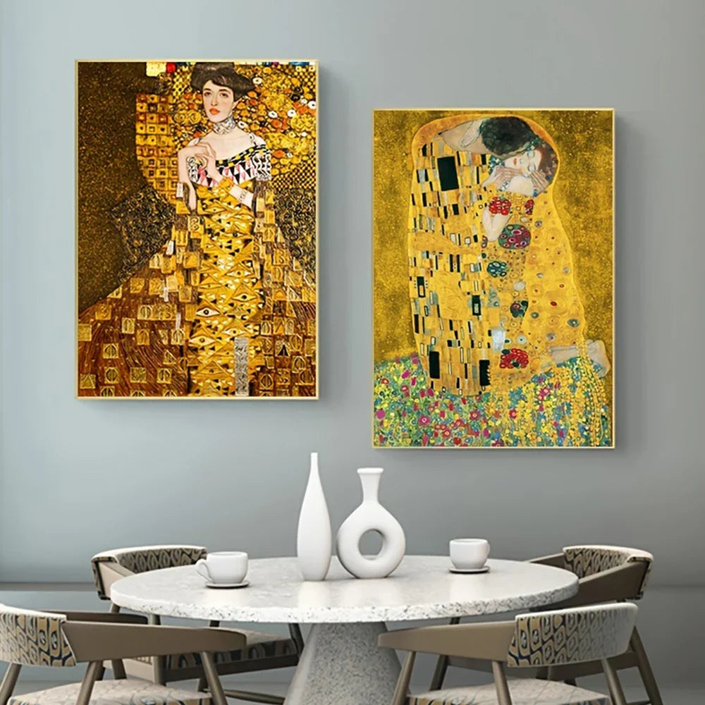 Classic Abstract Wall Art Gustav Klimt The Kiss Oil Painting HD Canvas Print Poster Home Living Room Bedroom Decoration