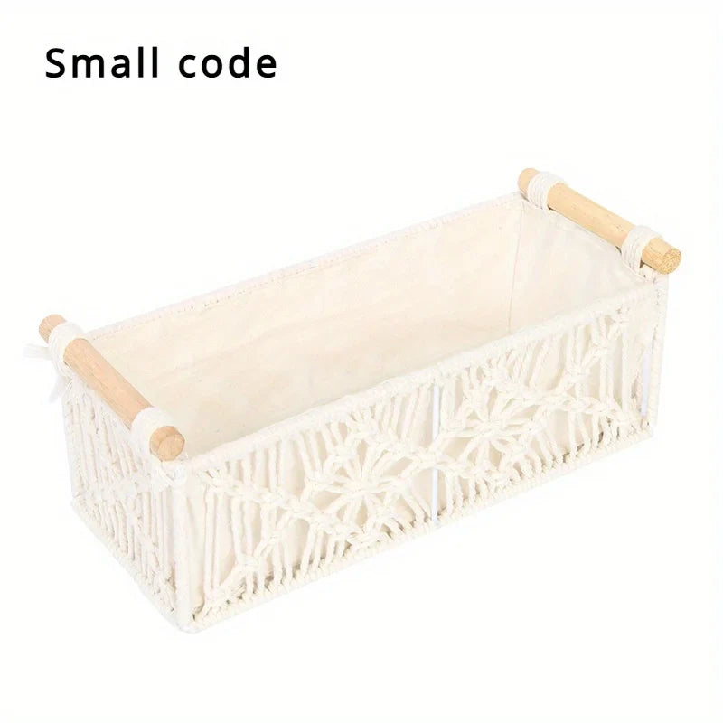 Hand Woven Storage Basket, Grid Designed Desktop Sorting Basket, Miscellaneous Storage Basket, Dirty Clothes Basket