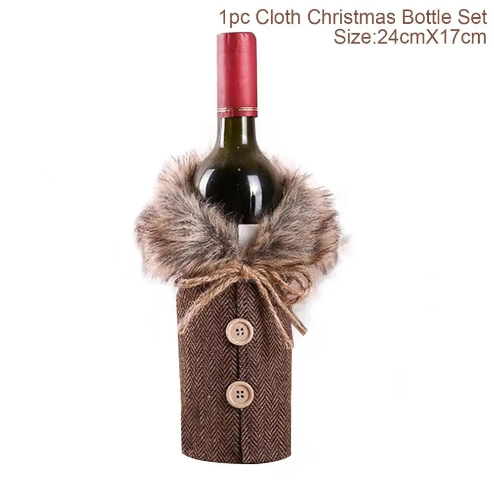 Merry Christmas Decoration for Home 2024 Santa Claus Wine Bottle Cover Snowman Stocking Gift Holders Xmas Navidad Decor New Year