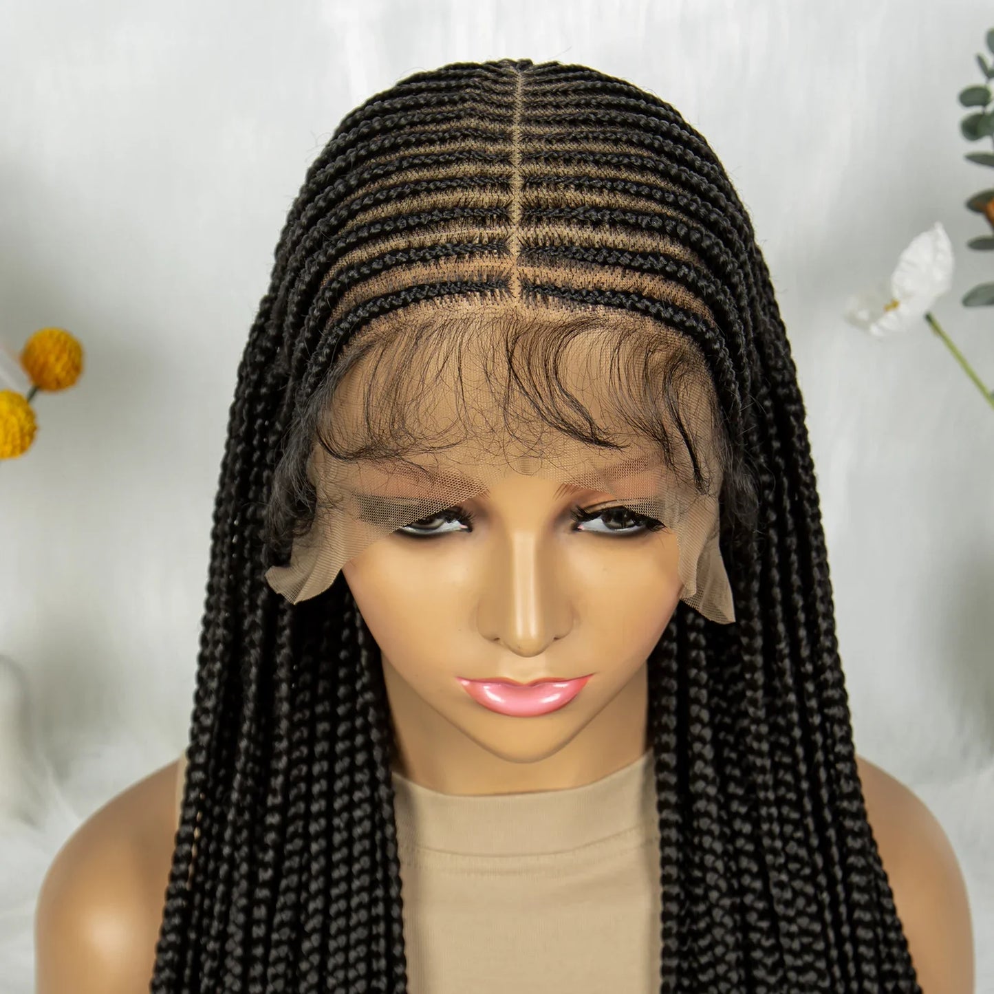 KIMA 36" Tribal Cornrow Braids Wig | Transparent Full Lace | Box Braids | Baby Hair