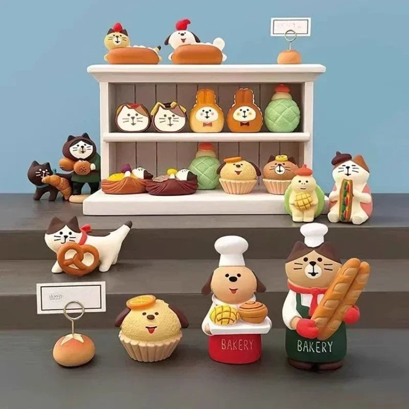 1pc ZAKKA Japanese Cat Food Bakery Coffee Shop Scene Decoration Resin Crafts Small Ornaments Croissant Donut Dessert Cupcake