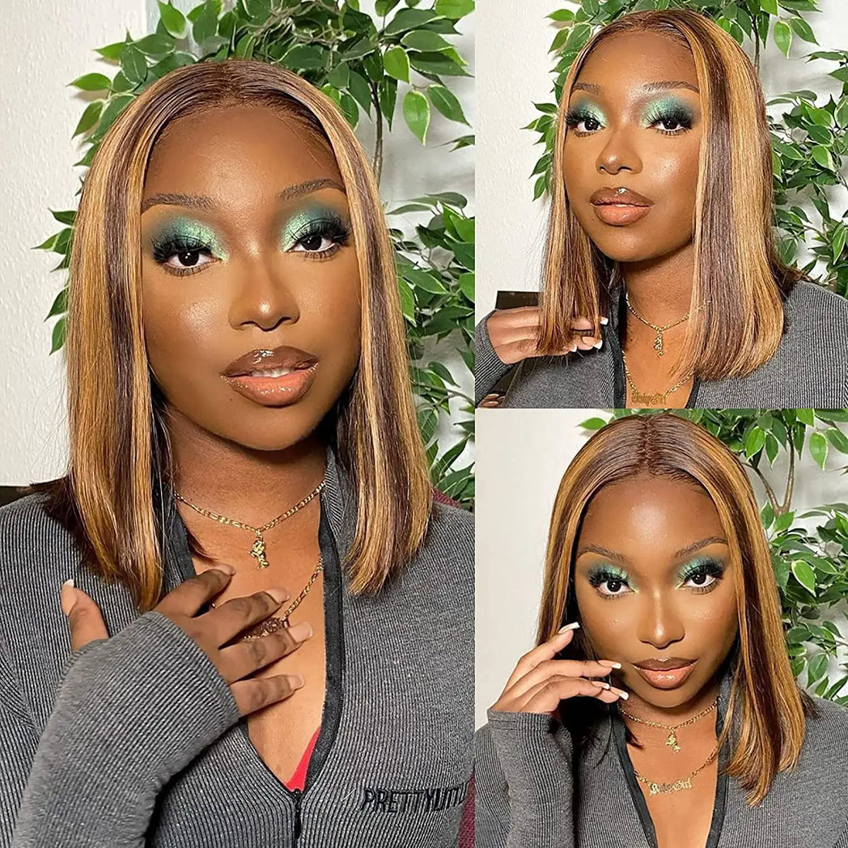 Ombre Honey Blonde & Red Wine Bob Wig | 13x4 HD Transparent Lace Front Human Hair