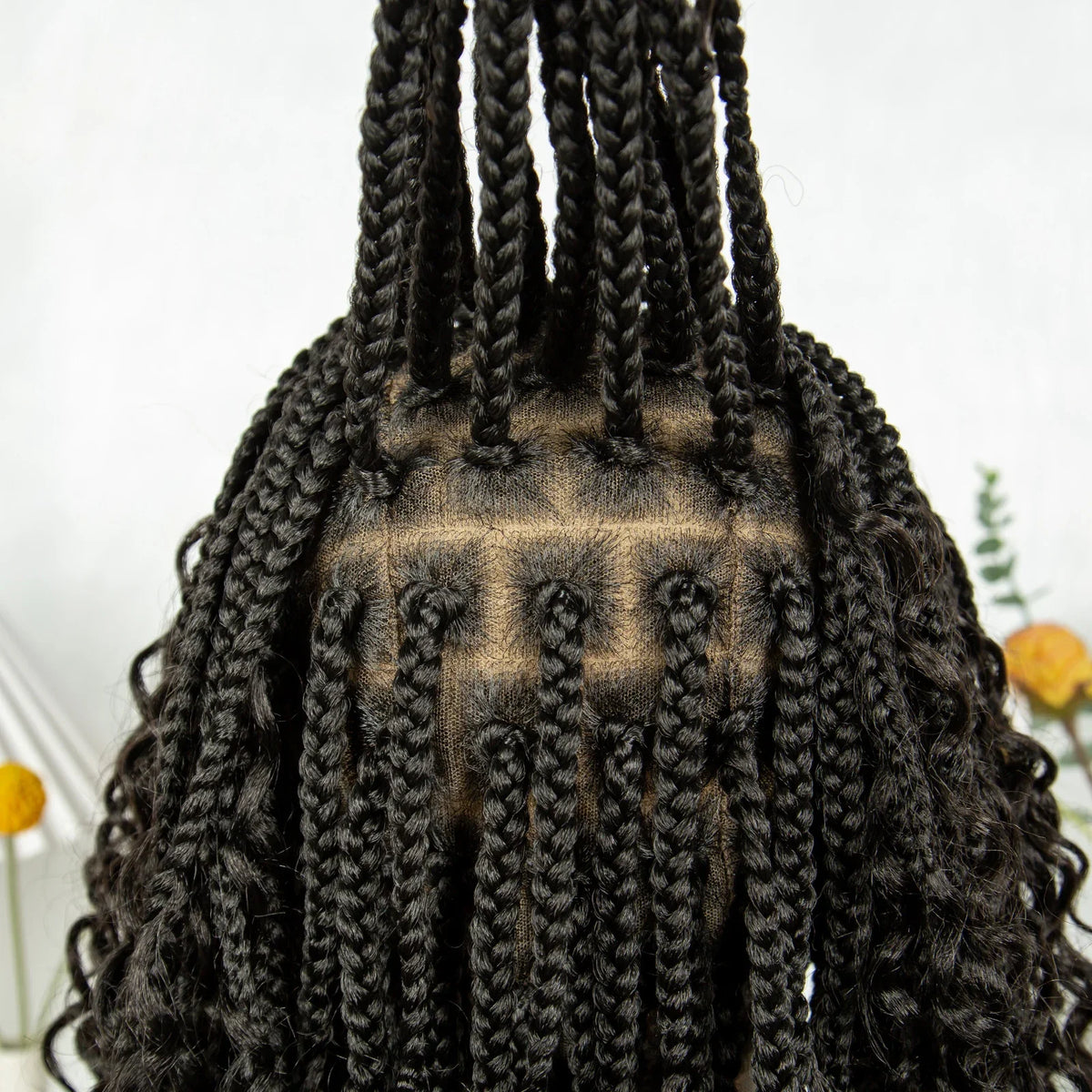 Short Boho Box Braids Wig | Curly Ends | Full Lace | Baby Hair | Synthetic Hair | Black Women