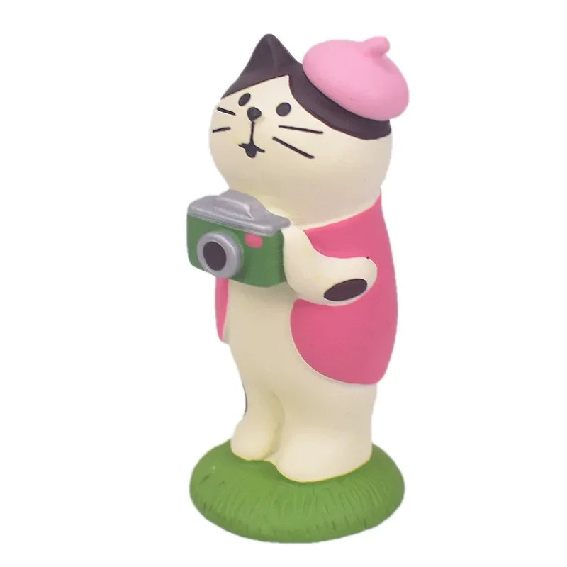 Cute Cat Ornament Admiring Flowers Scene ZAKKA Cherry Blossom INS Trendy Toy DIY Resin Handicraft Ornament