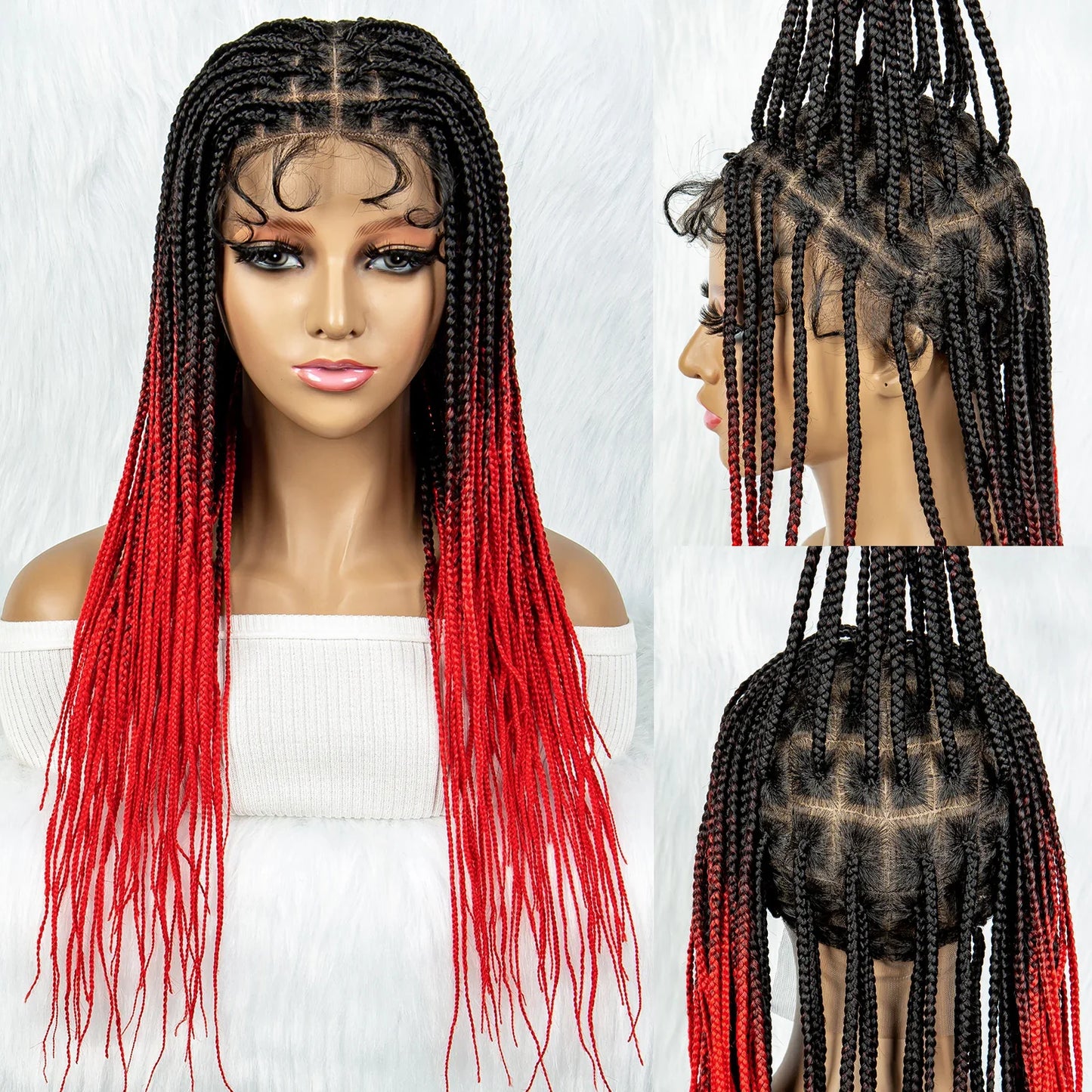 Colorful Knotless Box Braids Wig | Full Lace Front with Baby Hair