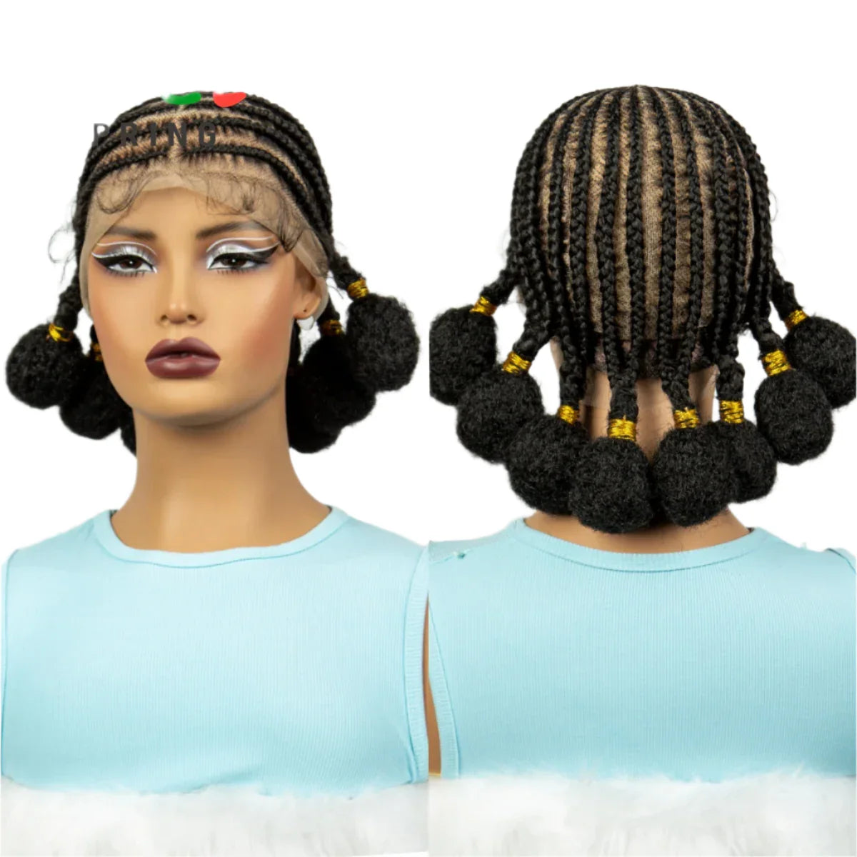 Cornrow Bantu Knotless Braids Wig | Handmade Full Lace | Baby Hair