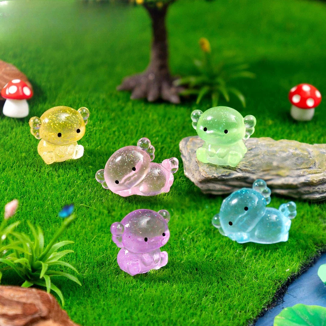 10-100 Flash Fat  Axolotl Miniatures Ambystoma Mexicanum Glow At Night Moss Microlandscape Decoration Cute Animals Fish Tank DIY