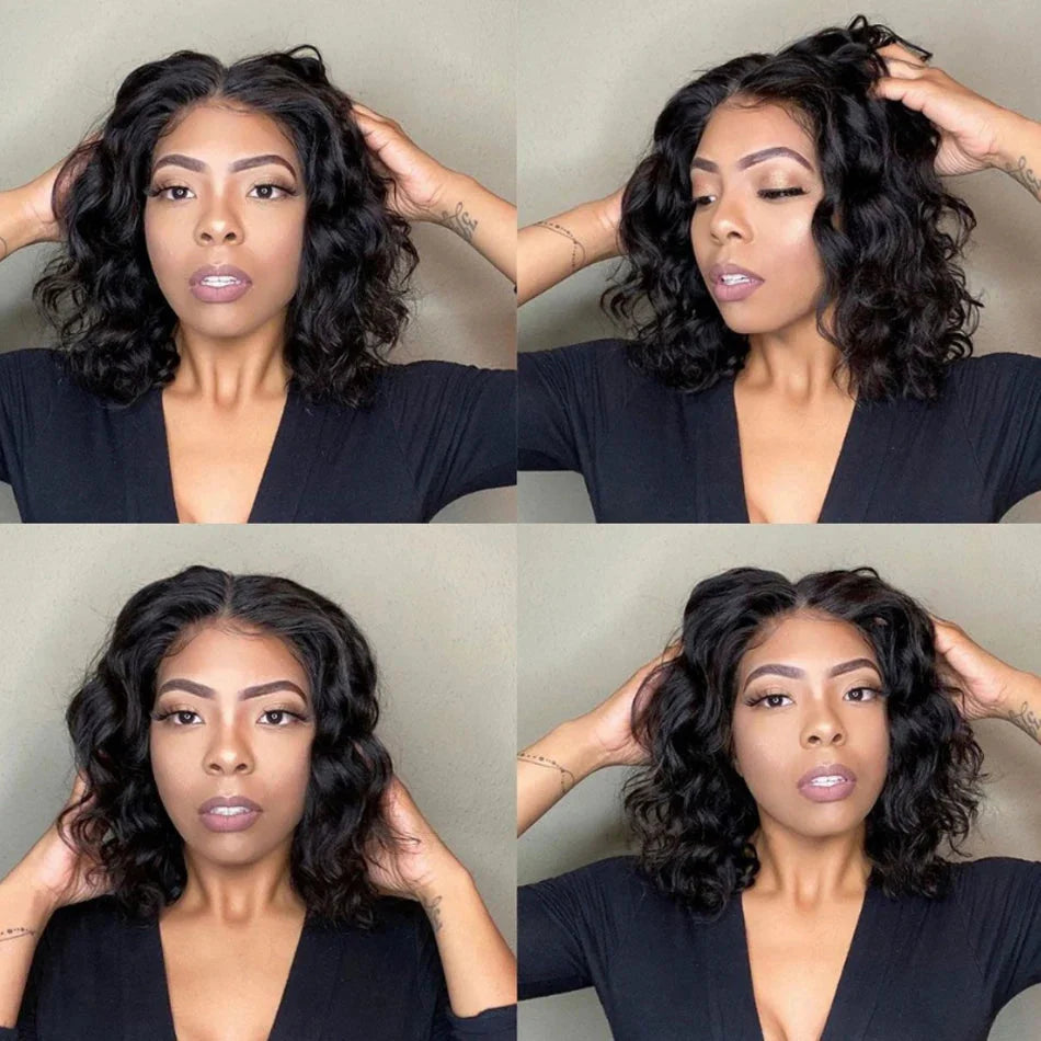 Glueless Body Wave Short Bob Wig | 13x4 Transparent Lace Front Brazilian Human Hair (Pre-Plucked, Ready-to-Wear)