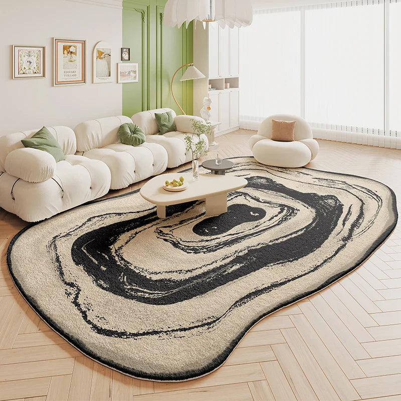 VIKAMA Green Carpet Living Room Shaped Cream Style 2025 New Plush Irregular Bedroom Bedside Floor Mats Home Decoration