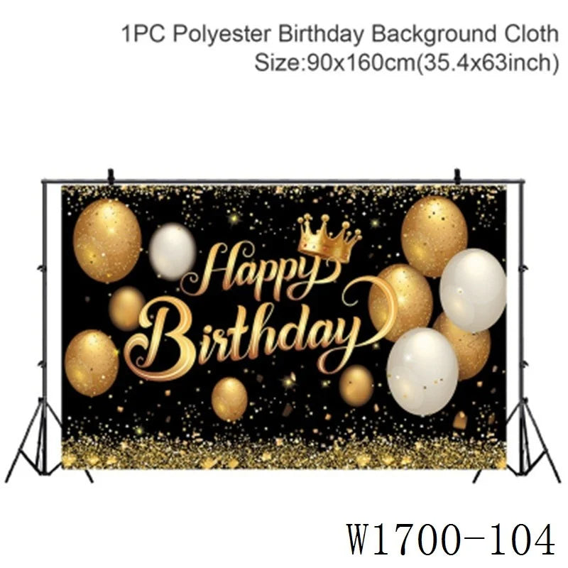 Black Gold Birthday Table Runner 30 50 Birthday Tablecloth Balloon Party Decoration For Home Backdrop Wedding Adult Anniversary