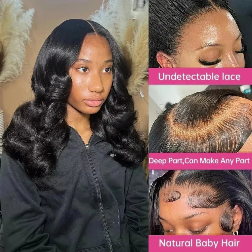 Brazilian Body Wave Bob Wig | 13x6 HD Transparent Lace Front & 13x4 Lace Frontal Human Hair Wig (Pre-Plucked 14-16 Inch for Women)