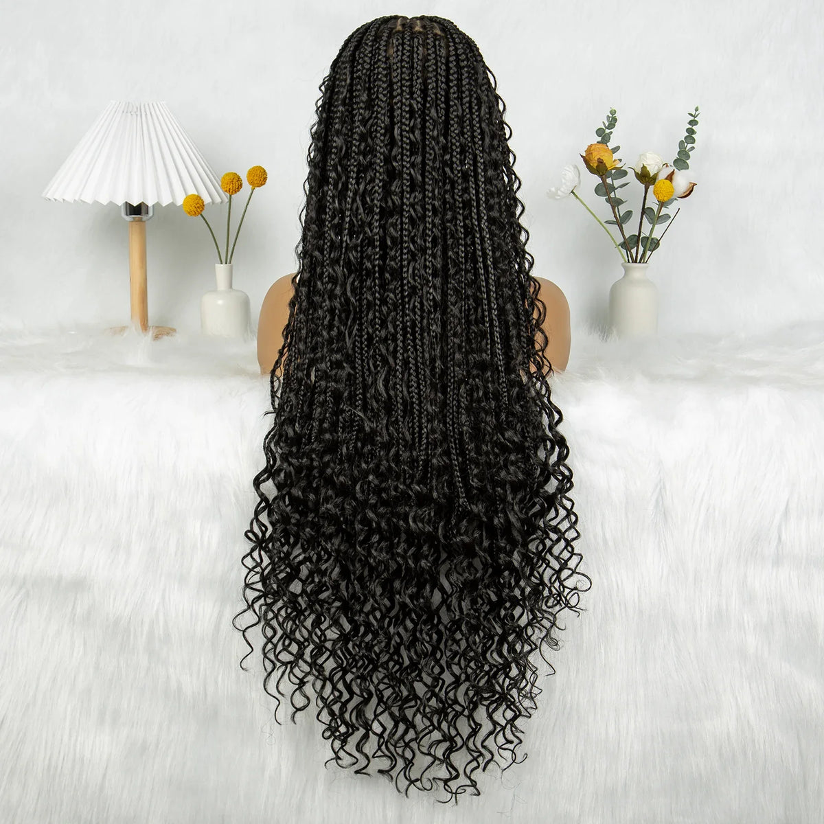 Transparent Full Lace Goddess Boho Box Braids Wig with Baby Hair