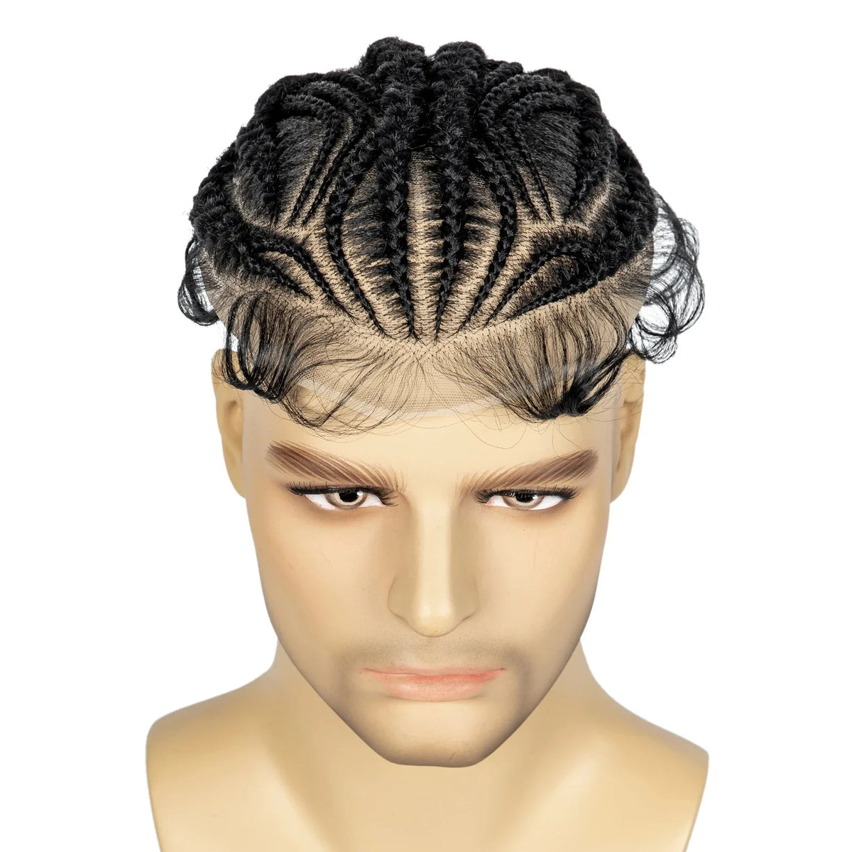 Men's HD Full Lace Cornrow Braided Toupee | Box Braids Wig | Synthetic Lace Front | African Men's Braids