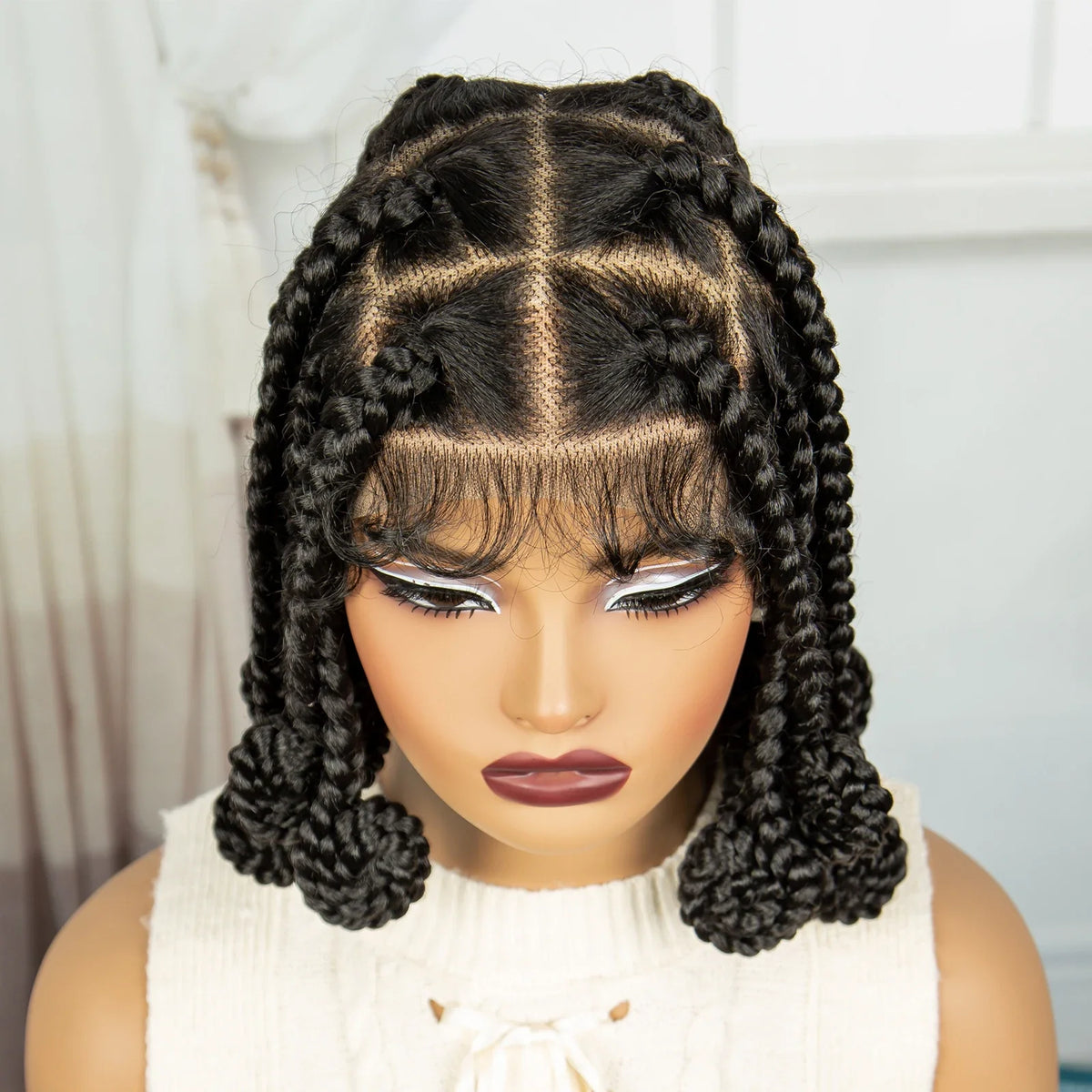 Handmade Bantu Knotless Braids Wig | Full Lace Frontal | Baby Hair