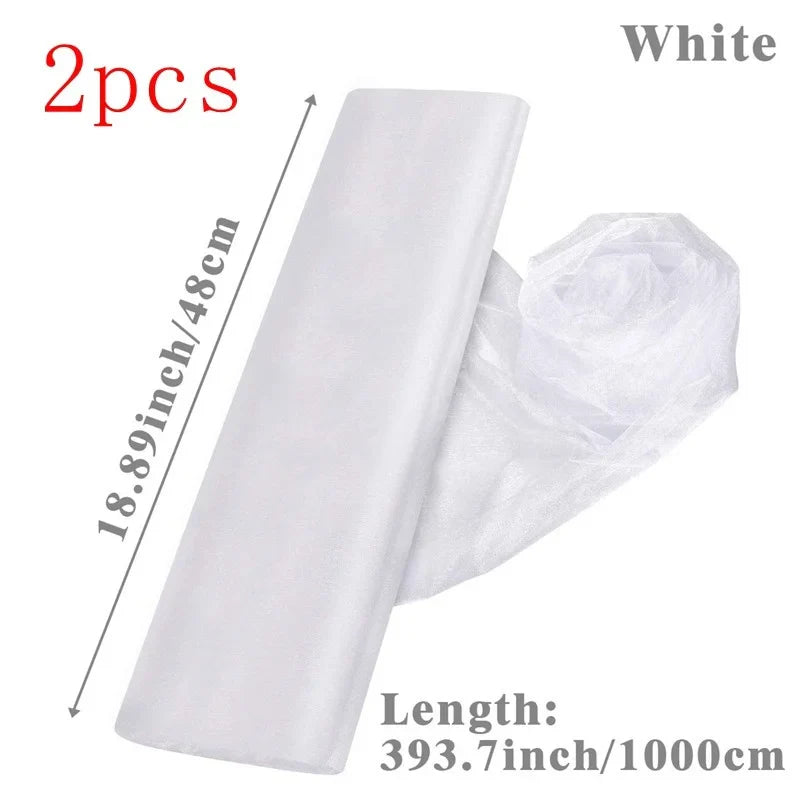 White Wedding Decoration Tulle Roll Crystal Organza Sheer Fabric For Wedding Birthday Party Backdrop Weeding Chair Sashes Decor