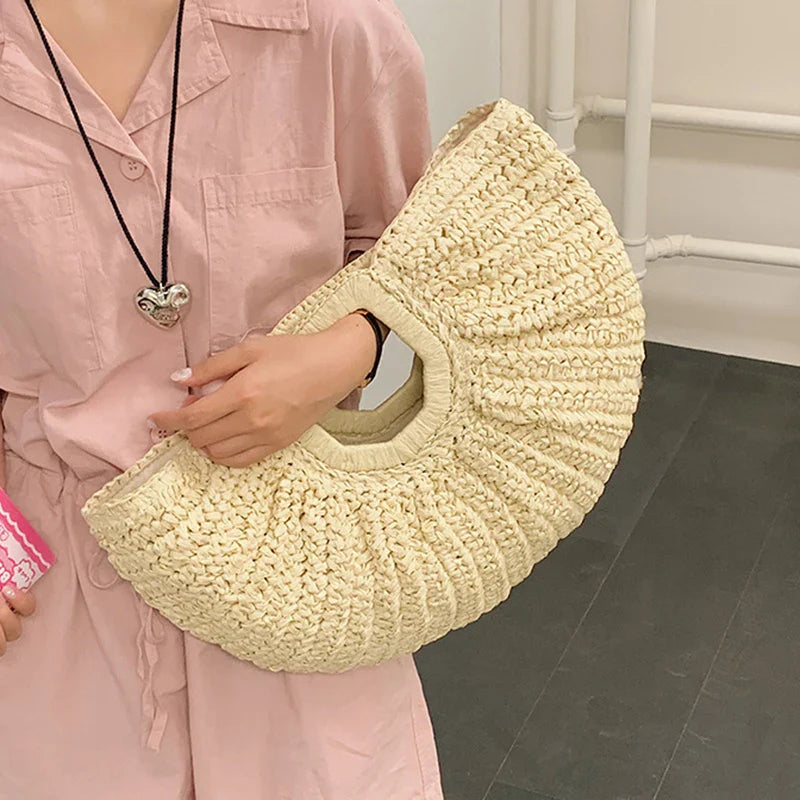 Brand Exquisite Double-sided Shell Handbag | Luxury Handmade Large Capacity Shell Crossbody Clutch Bag (Wooden Handle & Tote)
