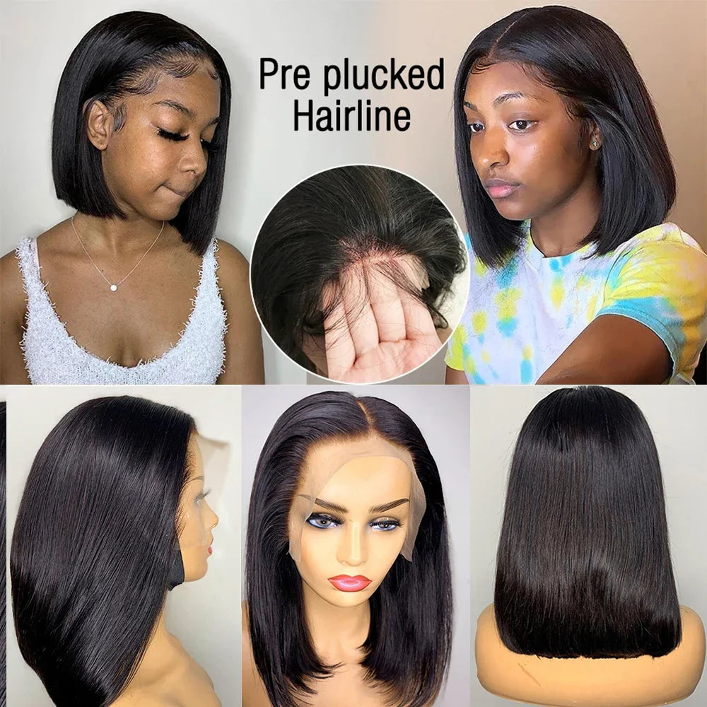 Brazilian Straight Bob Wig | Glueless Lace Front Wig | 180% Density | 4-16 Inches