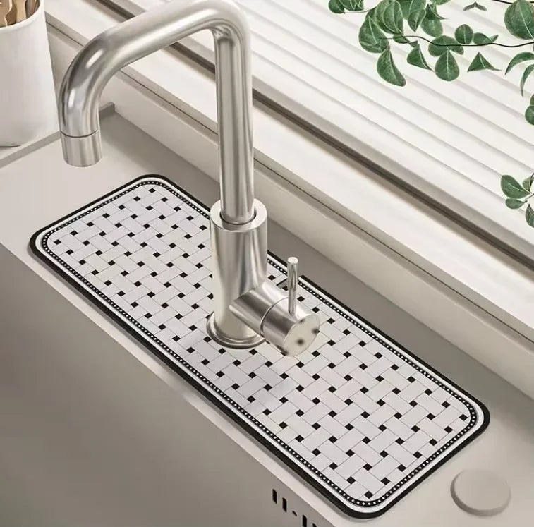 VIKAMA Cartoon Cute Faucet Mat Kitchen Super Absorbent Mat Coffee Machine Drain Mat Drying Mat Quick-Drying Bathroom Drain Mat