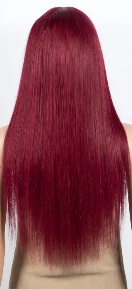 Ginger Orange Straight Human Hair Wig with Bangs | Full Machine Made Peruvian Remy Hair (Wear & Go)