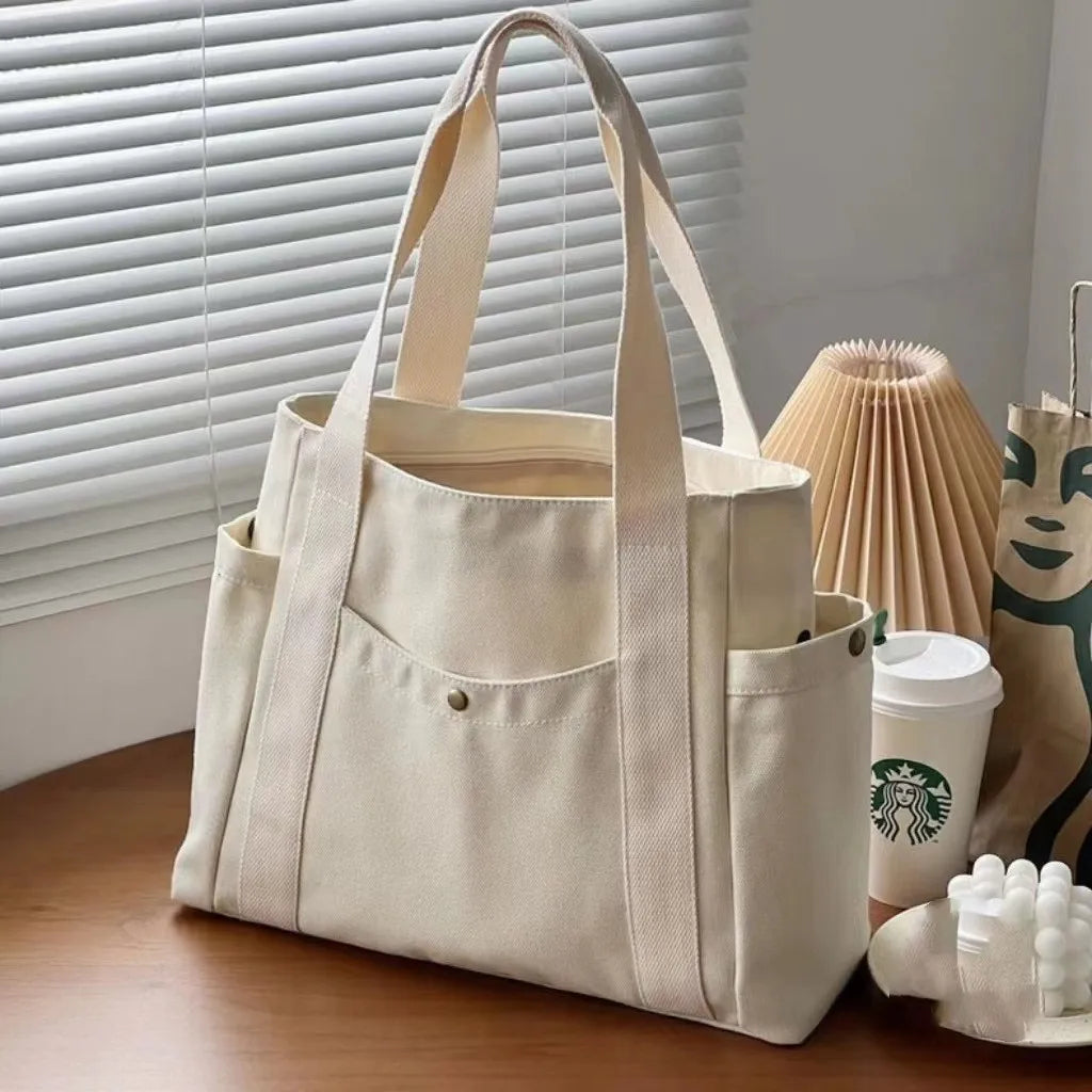 Canvas Bag Female Ins Forest Style | Versatile Shoulder Bag & Large Capacity Book Storage (Student Class Commuter Bag, Portable Cloth Tote)