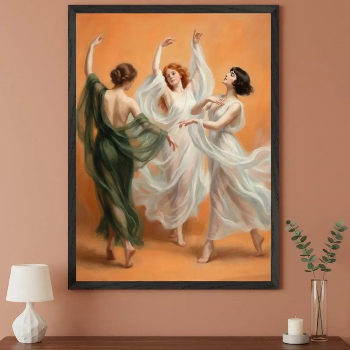 Warren B. Davis - Dance of Three Muses art print, Museum quality Fine Art Print