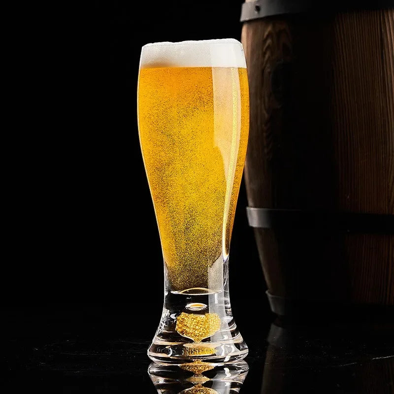 High-grade luxury gold leaf crystal glass craft beer mug large capacity beer mug beverage juice glass