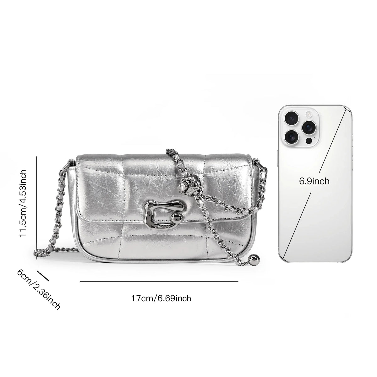 Genuine Leather Crossbody Bag | Luxury Brand Shoulder Bag with Chain Strap & Unique Design Quilted Handbag