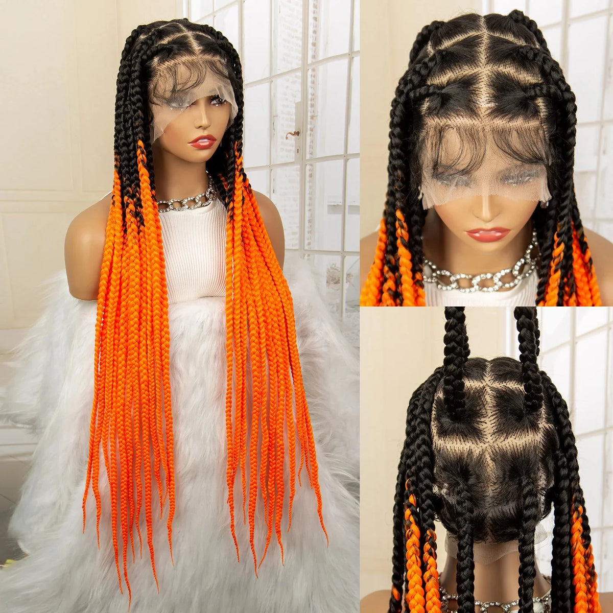 Jumbo Cornrow & Knotless Box Braids Wig | Full Lace | Baby Hair | Black Women