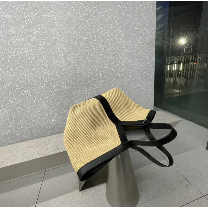 Y-shaped Design Shoulder Bag 2025 | Brand Seaside Beach Vacation Travel Hollow Straw Large Capacity Tote Bag (Casual Light Handbag)