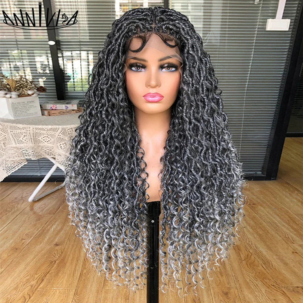 Luxurious Goddess Faux Locs Wig | Full Lace Braid with Baby Hair | Bohemian Twist Crochet Curls | Kanekalon Synthetic Wig for Black Women
