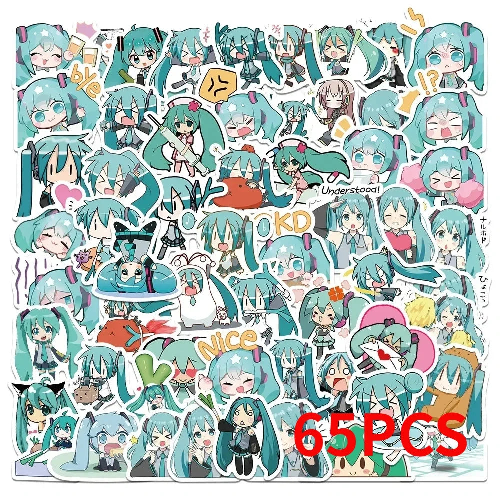 100pcs Hatsune Cute Miku Stickers Pack Waterproof Phone Case Cartoon Journaling Stationery Kawaii Packaging Laptop Sticker