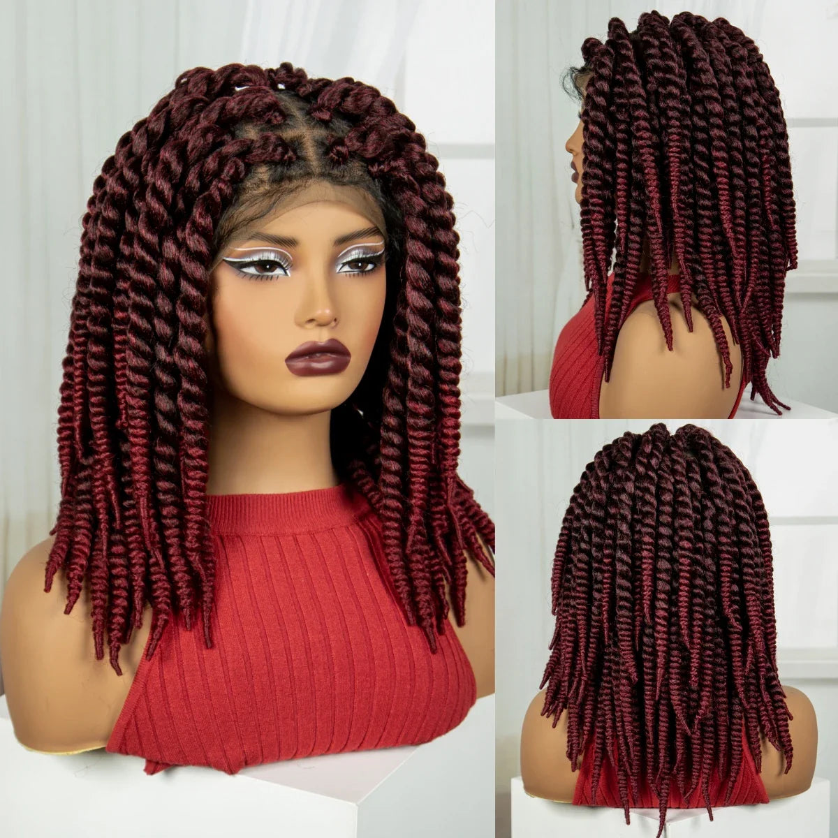 16" Twist Knotless Braids Wig | HD Full Lace | Baby Hair | Natural Look