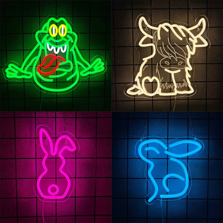 Neon Sign With Animal Theme, Led Animal Lamp For Wall Decor, Usb Powered, Wall Lamp For Bedroom, Club, Office And Game Room.