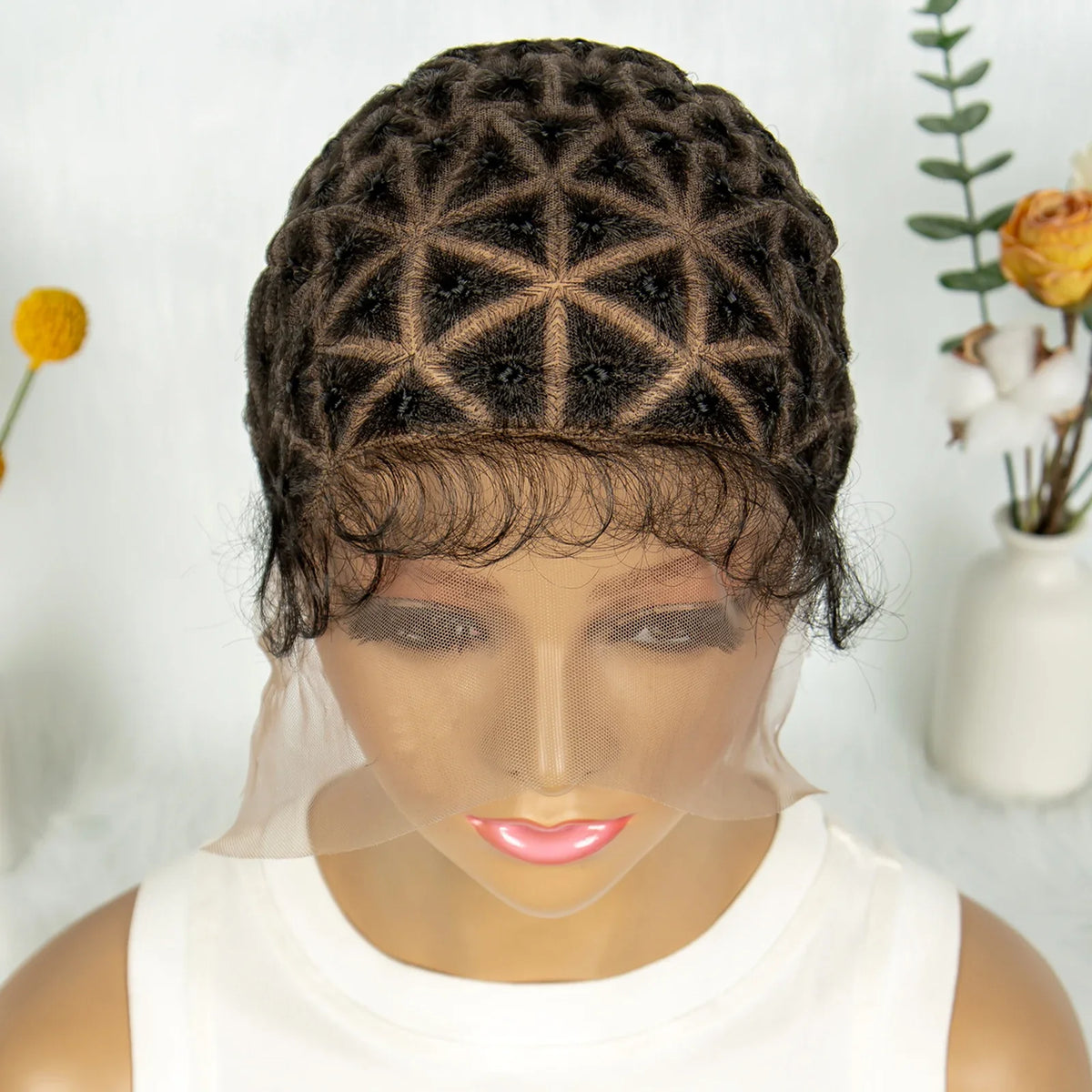 Kima Pre-Parting Double Lace Wig Cap for Boho Crochet Braids with Baby Hair