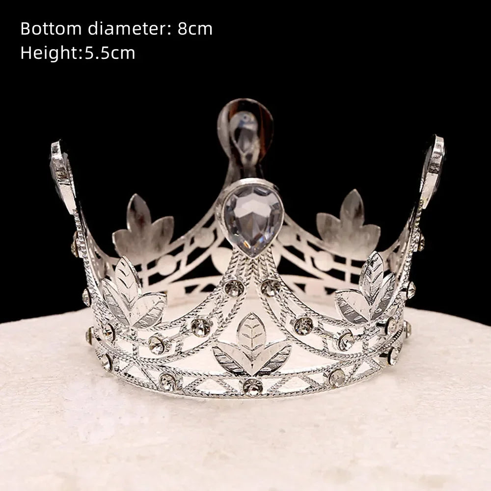 Rhinestone Crown Baking Cake Topper Headwear Decoration Children's Hair Accessories Princess Wedding Birthday Party Supplies New
