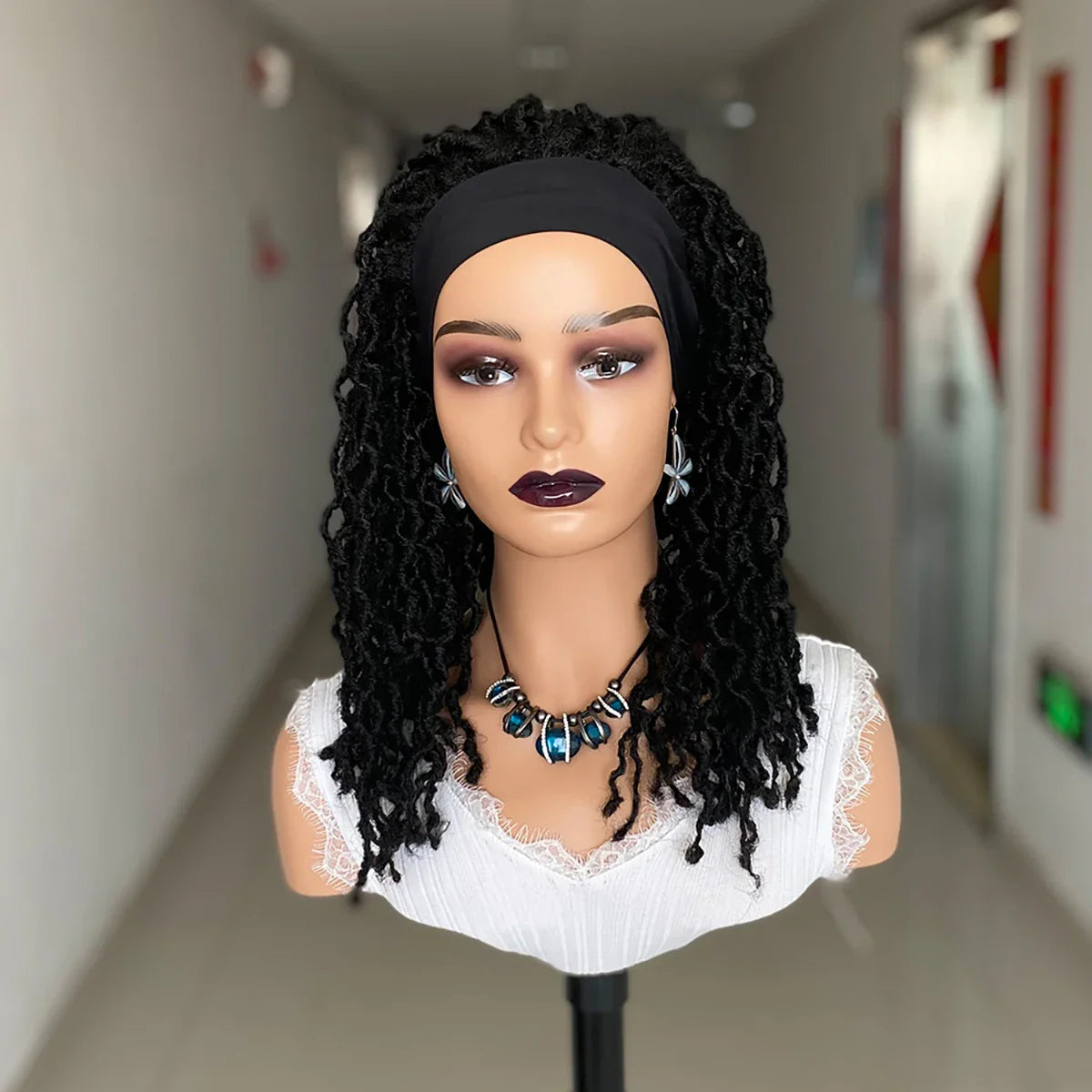 Dreadlocks Headband Wig | Box Braids & Faux Locs | Ombre Brown Twist Wig | Synthetic Crochet Braids