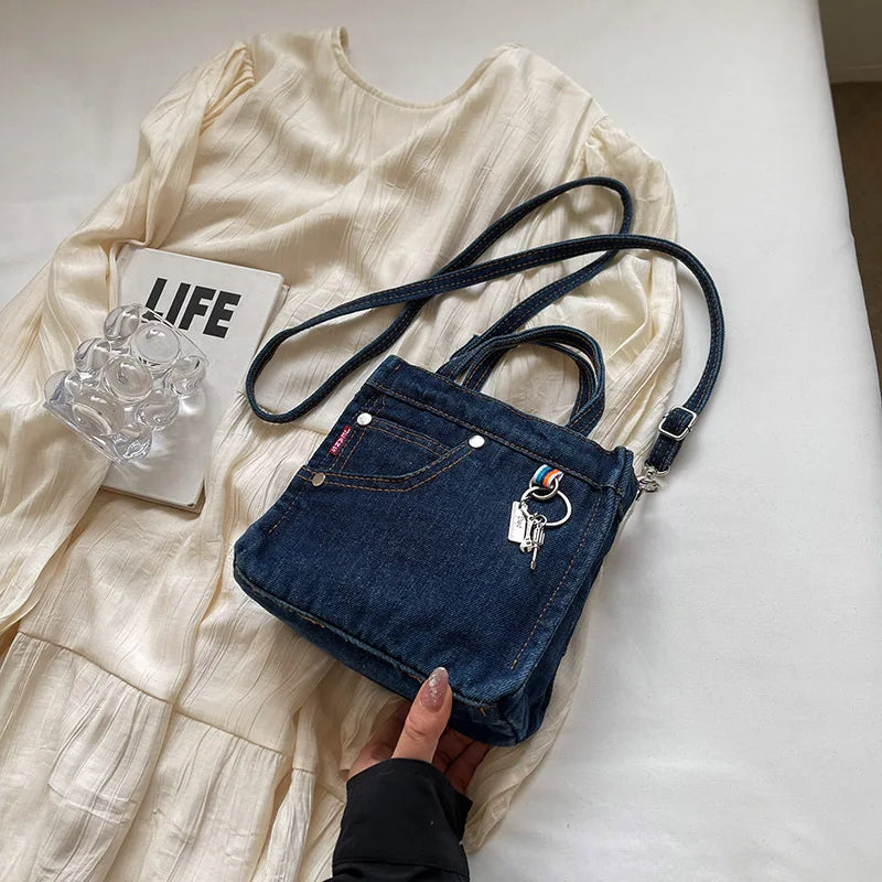 Ladies' Crossbody Bags | Creative Retro Washed Denim & Personalized Fashionable Versatile Handbags (High-quality Shoulder Bags for Girls)